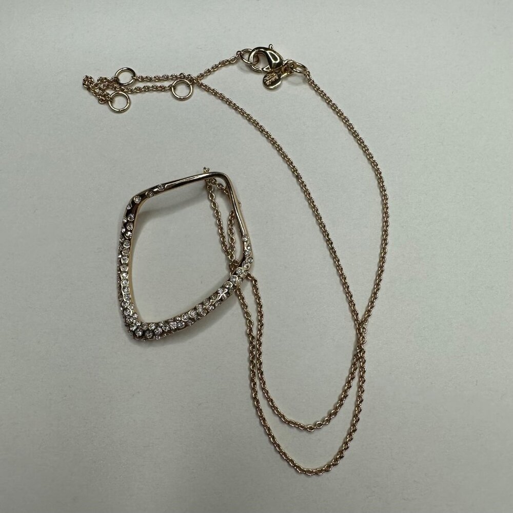 Alexis Bittar Miss Havisham Pave Kite Orbit Pendant Necklace Gold Tone - Picture 3 of 10